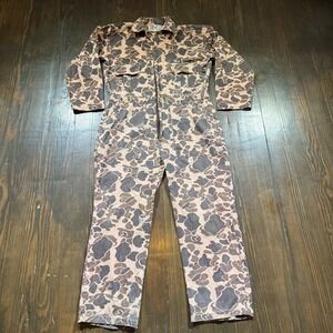 Vintage Duck Bay Coveralls Mens M Duck Camo 80s Hunting Gear Unlined